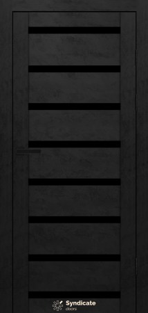 Двері Syndicat Doors PVC 103 Бетон чорний чорне скло